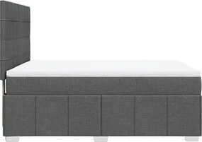 vidaXL Κρεβάτι Boxspring με Στρώμα Σκούρο Γκρι 140x190 εκ. Υφασμάτινο