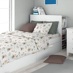 Σεντόνια Παιδικά Cloudy Bear 581 (Σετ 3τμχ) White-Olive DimCol Μονό 160x240cm 100% Βαμβάκι