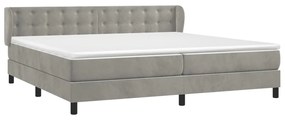 vidaXL Κρεβάτι Boxspring με Στρώμα Ανοιχτό Γκρι 200x200 εκ. Βελούδινο