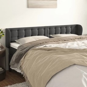 Κεφαλάρι με Πτερύγια Σκούρο Γκρι 163x23x78/88 εκ. Βελούδινο - Γκρι