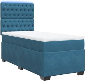vidaXL Κρεβάτι Boxspring με Στρώμα Μπλε 80 x 200 εκ. Βελούδινο