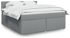 Κρεβάτι Boxspring με Στρώμα Ανοιχτό Γκρι 180x200 εκ. Υφασμάτινο - Γκρι