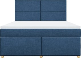 vidaXL Κρεβάτι Boxspring με Στρώμα Μπλε 180x200 εκ. Υφασμάτινο