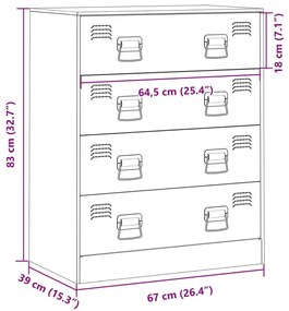 Μπουφές Λευκός 67x39x83 εκ. από Ατσάλι - Λευκό