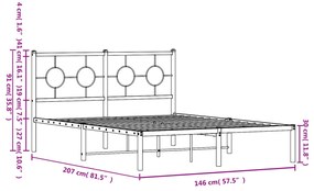 Πλαίσιο Κρεβατιού με Κεφαλάρι Μαύρο 140 x 200 εκ. Μεταλλικό - Μαύρο