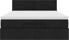 vidaXL Οθωμανικό κρεβάτι με στρώμα Μαύρο 140x190cm Ύφασμα