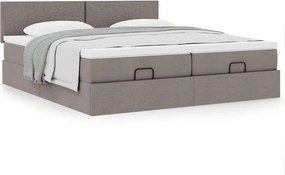 vidaXL Οθωμανικό κρεβάτι με στρώματα Taupe 160x200cm ύφασμα