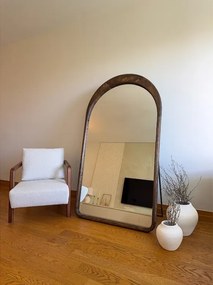 Stewehome Minimal οβάλ καθρέφτης δαπέδου από καρυδιά 180x100 cm