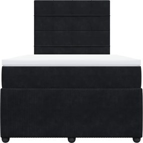 vidaXL Κρεβάτι Boxspring με Στρώμα Μαύρο 120 x 200 εκ. Βελούδινο
