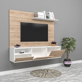 Stewehome Έπιπλο τηλεόρασης με ράφι από mdf Λευκό 70x24x10 cm