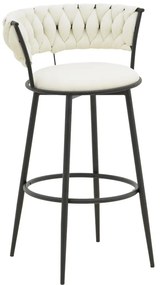 Σκαμπό μπαρ Alkia I pakoworld ύφασμα σε εκρού απόχρωση- πόδι μαύρο μέταλλο 50x56x95εκ