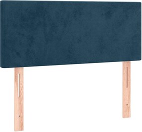 vidaXL Κρεβάτι Boxspring με Στρώμα Σκούρο Μπλε 100x200 εκ. Βελούδινο