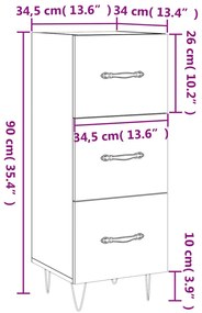 Ντουλάπι Γκρι Sonoma 34,5x34x90 εκ. από Επεξεργασμένο Ξύλο - Γκρι