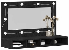 vidaXL Ντουλάπα Καθρέφτη με ράφι Μαύρη δρυς 90 x 31.5 x 62 εκ.