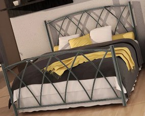 Κρεβάτι Ερμής-150x200-Ασημί Σφυρίλατο-Με ποδαρικό