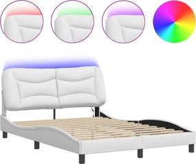 vidaXL Πλαίσιο κρεβατιού με LED χωρίς στρώμα Hvar Λευκό 140x190 εκ.