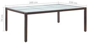 vidaXL Τραπεζαρία Εξωτερικού Χώρου Καφέ 200x150x74 εκ. Συνθετ. Ρατάν