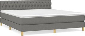 vidaXL Κρεβάτι Boxspring με Στρώμα Σκούρο Γκρι 180x200 εκ Υφασμάτιν