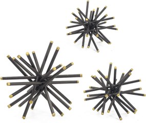 Artekko Star Μαύρα Μεταλλιά Επιτραπέζια Διακοσμητικά με Χρυσές Λεπτομέρειες (29x29x29)cm 3pcs Artekko 82252-DS
