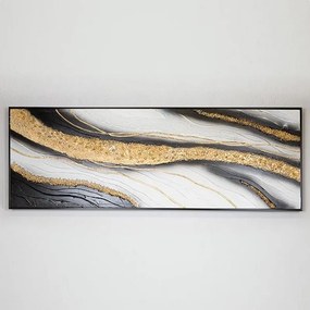 Πίνακας Σε Καμβά Με Πλαίσιο 755-12041 52x152x4.5cm Black-White-Gold Estheti Home Κάθετοι Wood, Canvas