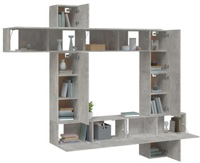 vidaXL Σετ Επίπλων Τηλεόρασης 9 Τεμαχίων Γκρι Σκυρ. Επεξεργασμένο Ξύλο