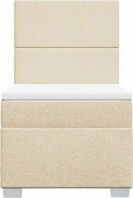 vidaXL Κρεβάτι Boxspring με Στρώμα Κρεμ 90x190 εκ.Υφασμάτινο