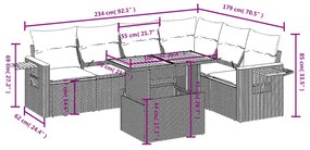 vidaXL Σετ Σαλονιού Κήπου 7 τεμ. Γκρι Συνθετικό Ρατάν με Μαξιλάρια