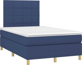 vidaXL Κρεβάτι Boxspring με Στρώμα &amp; LED Μπλε 120x190εκ. Υφασμάτινο