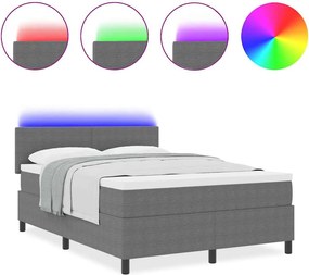 vidaXL LED Κρεβάτι με βάθρο Ανοιχτό Γκρι και Λευκό 140 x 200 cm