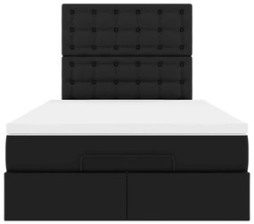 vidaXL Οθωμανικό κρεβάτι με στρώμα Μαύρο 120x190 cm Faux Leather