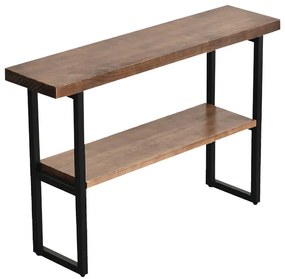 Κονσόλα Nore pakoworld φυσικό ξύλο 35mm καρυδί-μαύρο 79x29x85εκ