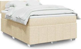 vidaXL Κρεβάτι Boxspring με Στρώμα Κρεμ 140x190 εκ. Υφασμάτινο