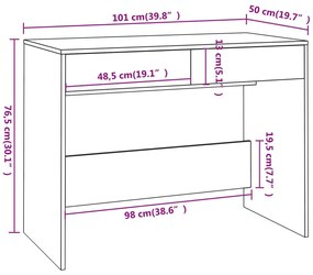 Γραφείο Γυαλιστερό Λευκό 101 x 50 x 76,5 εκ. από Μοριοσανίδα - Λευκό