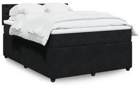 vidaXL Κρεβάτι Boxspring με Στρώμα Μαύρο 140x190 εκ. Βελούδινο