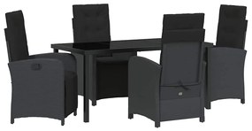 vidaXL Σέτ φαγητού για κήπο 5 pcs Μαύρο συνθετικό ρατάν