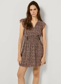 Κοντό φόρεμα με εμπριμέ σχέδιο και βολάν στα μανίκια