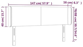 Κεφαλάρι Κρεβατιού LED Σκούρο Μπλε 147x16x78/88 εκ. Βελούδινο - Μπλε