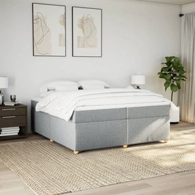 Κρεβάτι Boxspring με Στρώμα Ανοιχτό Γκρι 200x200 εκ. Υφασμάτινο - Γκρι