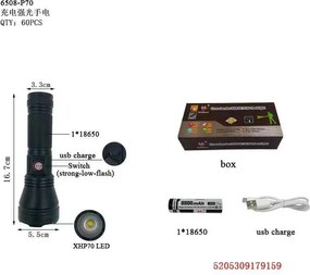 Επαναφορτιζόμενος φακός LED - 6508-P70 - 179159