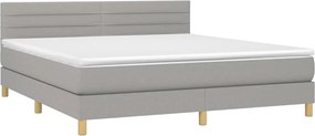 vidaXL Κρεβάτι Boxspring με Στρώμα &amp; LED Αν.Γκρι 160x200 εκ Υφασμάτινο
