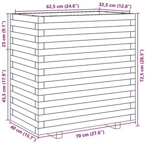 Ζαρντινιέρα Κήπου Λευκή 70x40x72,5 εκ. από Μασίφ Ξύλο Πεύκου - Λευκό