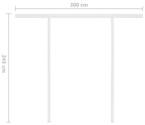 Τέντα Συρόμενη Αυτόματη με Στύλους Κρεμ 3,5x2,5 μ. - Κρεμ