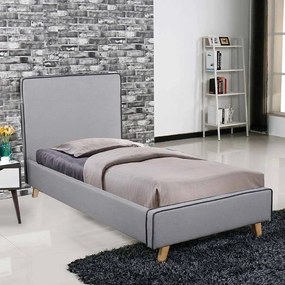 Κρεβάτι Morisson Ε8081,1 Ύφασμα Ανοιχτό Γκρι 90x190cm Μονό Wood, Fabric