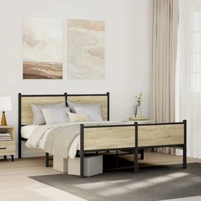 vidaXL Σκελετός Κρεβ. Χωρίς Στρώμα Sonoma Δρυς 140x200 εκ. Μεταλλικό