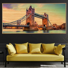 Πίνακας σε Ξύλο με Θέμα &#8220;Tower Bridge&#8221; σε ξύλινη Κορνίζα - 80cmx50cm