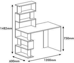 Γραφείο ArteLibre AIGINA Λευκό/Καρυδιά/Μαύρο 120x60x148cm