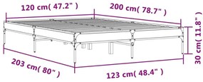 Πλαίσιο Κρεβατιού Μαύρο 120x200 εκ. Επεξ. Ξύλο &amp; Μέταλλο - Μαύρο