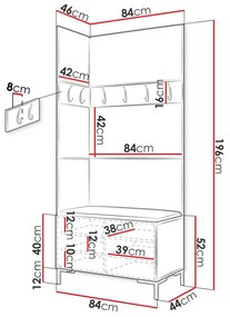 Σετ διαδρόμου Hartford F103, 196x84x46cm, 34 kg, Άσπρο, Ταπισερί, Πλαστικοποιημένη μοριοσανίδα, Εντοιχισμένη, Τοίχου | Epipla1.gr