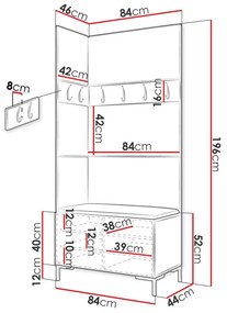 Σετ διαδρόμου Hartford F103, 196x84x46cm, 34 kg, Άσπρο, Ταπισερί, Πλαστικοποιημένη μοριοσανίδα, Τοίχου, Εντοιχισμένη | Epipla1.gr