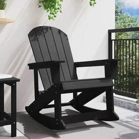 vidaXL Καθιστική Καρέκλα Ροκ Adirondack Μαύρο HDPE